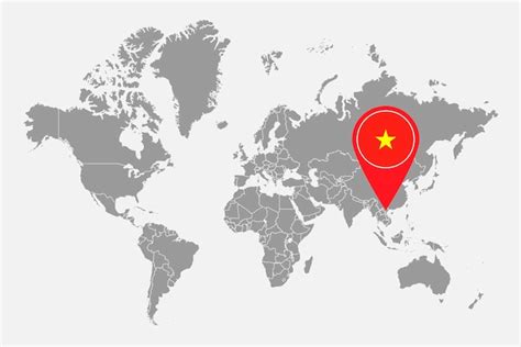 Premium Vector | Pin map with vietnam flag on world map vector illustration