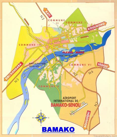 The Very Detailed Map Of Bamako, Mali - TravelsFinders.Com