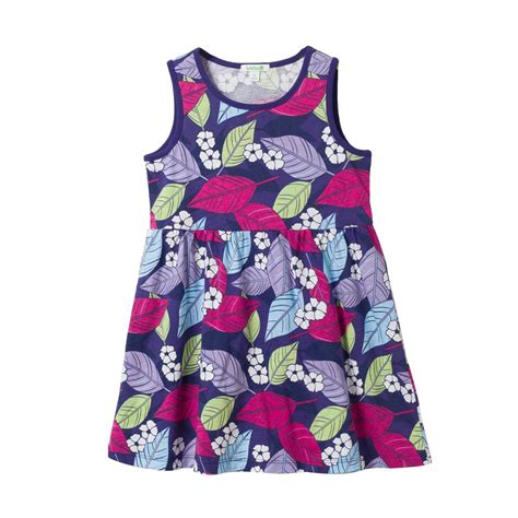 Bossini - bossini Delight Girls Leaf Print Knit Sleeveless Dress 160,US Size 16 - Purple ...