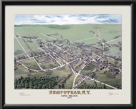 Hempstead NY 1876 Restored Map | Vintage City Maps