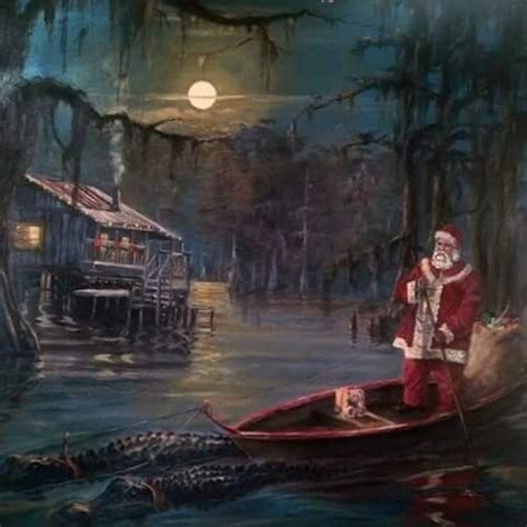 Pin by Clayton Matthews on pics | Cajun night before christmas, Louisiana christmas, Santa paintings