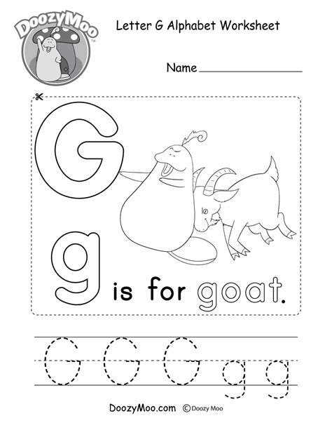 Letter G Alphabet Activity Worksheet - Doozy Moo