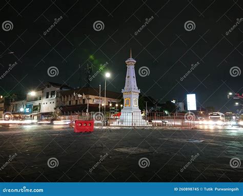 Photo Editorial, Slow Speed, Tugu Yogyakarta or Monument in the Night, Yogya, Jogja, Jogjakarta ...