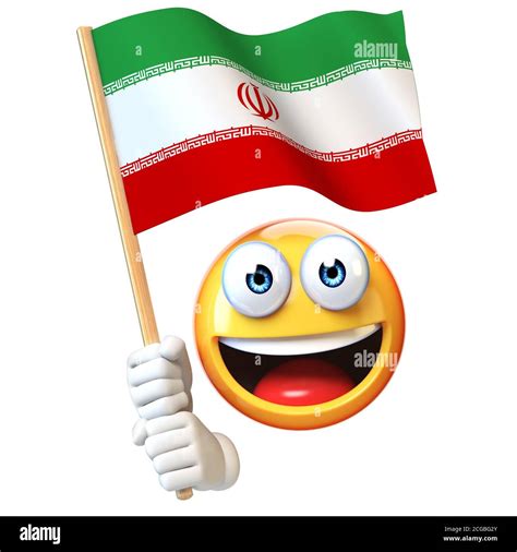 Emoji holding Iranian flag, emoticon waving national flag of Iran 3d rendering Stock Photo - Alamy