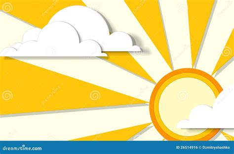 Poster with sun and clouds stock vector. Illustration of banner - 26514916