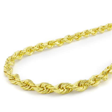 Solid 14K Yellow Gold Real 6mm Italian Diamond Cut Rope Chain Necklace 20"- 30" | eBay