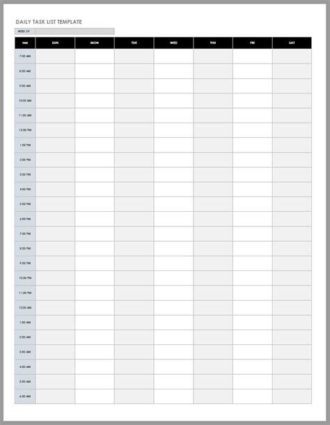 Daily Work Tasks Template