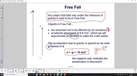 Free Fall Acceleration Formula Physics