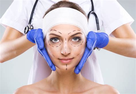 Plastic Surgery - Beautiful Woman Face, With Surgical Markings Stock Photo - Image of female ...