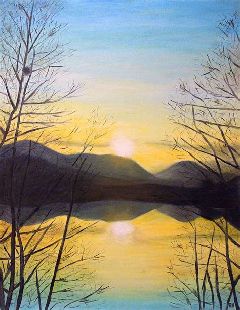 Pin by Front Porch Palette on Art inspiration | Sunset painting, Mountain sunset painting ...