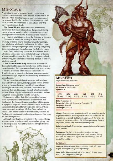 Minotaur 5e | Dnd dragons, Greek monsters, Dnd monsters