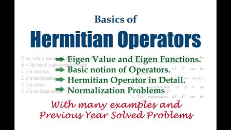 Basics of Hermitian Operator | Quantum Chemistry - YouTube