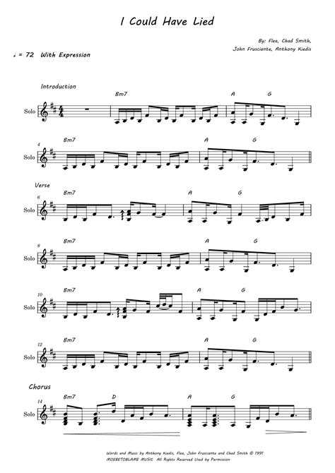 I Could Have Lied (arr. Cleber Correia) Sheet Music | Red Hot Chili Peppers | Solo Guitar