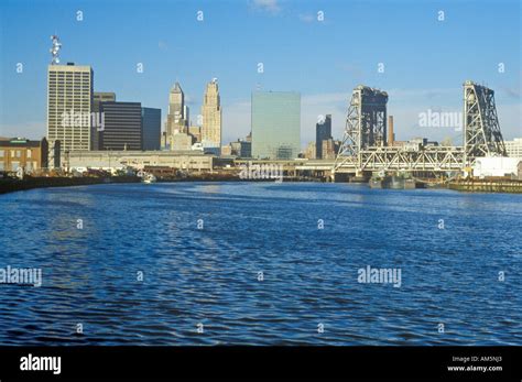 Newark NJ skyline from the river Stock Photo - Alamy