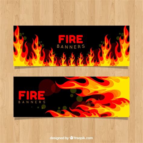 Flat design fire banner | Free Vector