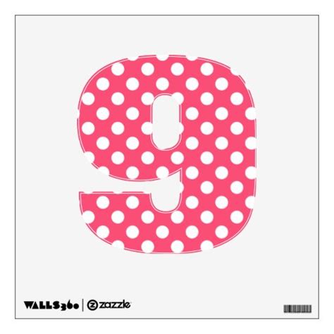 Pink & White Polka Dot Number 9 Wall Decal | Zazzle