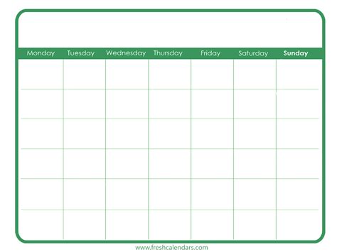 Printable Blank Calendar Templates