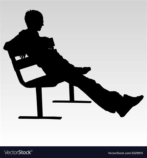 Man sitting on a bench and resting silhouette Vector Image