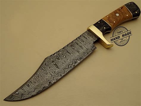 Rambo Damascus Bowie Knife Custom Handmade Damascus Steel