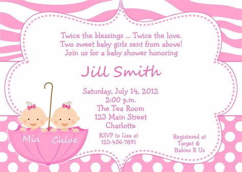 Twin Baby girls shower invitation twins by TheButterflyPress