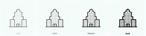 skyscraper icon. Thin, Light, Regular And Bold style design isolated on white background ...