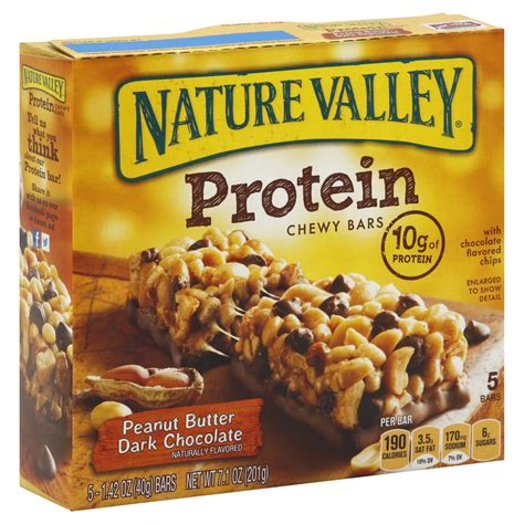 Nature Valley Protein Chewy Bars Peanut Butter Dark Chocolate, Naturally flavored, 5 Bars, 5 - 1 ...