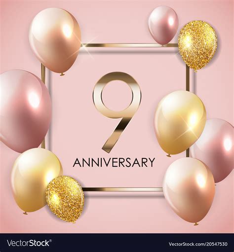 Template 9 years anniversary background Royalty Free Vector