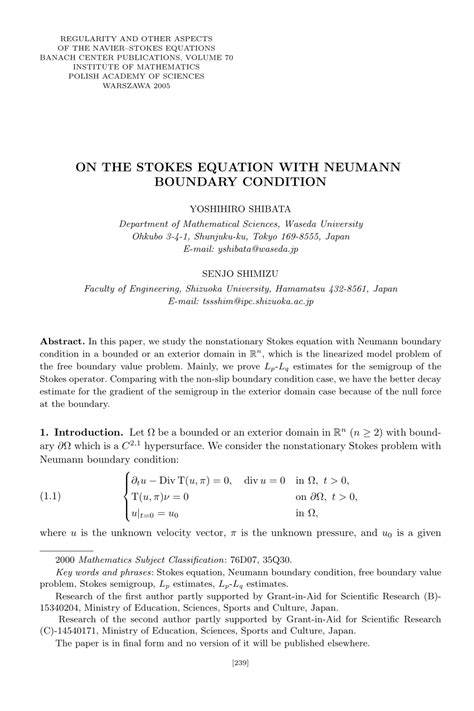 (PDF) On the Stokes equation with Neumann boundary condition