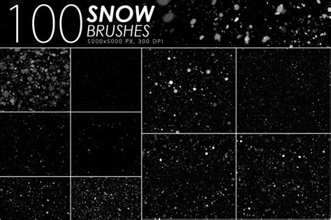 100 Snow Photoshop Brushes By ArtistMef | TheHungryJPEG