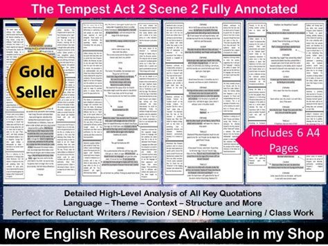 The Tempest Act 2 Scene 2 Fully Annotated | Teaching Resources