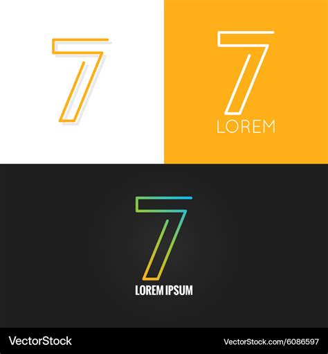 Number seven 7 logo design icon set background Vector Image