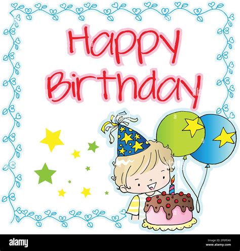 vector drawing happy birthday card Stock Vector Image & Art - Alamy