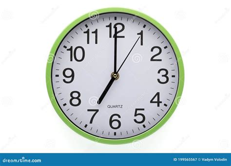 Clipping Path Included. Clock on White Background Showing Seven O`clock Stock Image - Image of ...