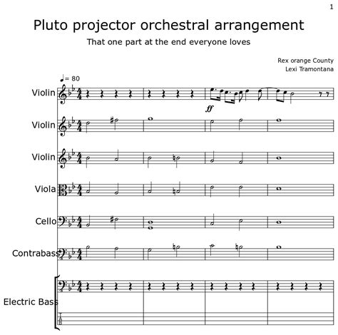 Pluto projector orchestral arrangement - Sheet music for Violin, Viola ...