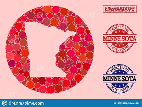 Stencil Round Map of Minnesota State Mosaic and Watermark Stamp Stock Illustration ...