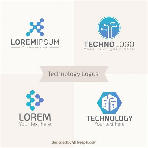 Premium Vector | Blue technology logos