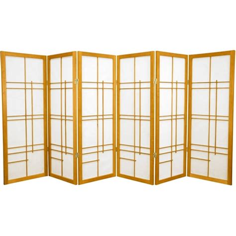 Oriental Furniture 4 ft. Tall Eudes Shoji Screen, Honey, 6 panel, Shoji ...