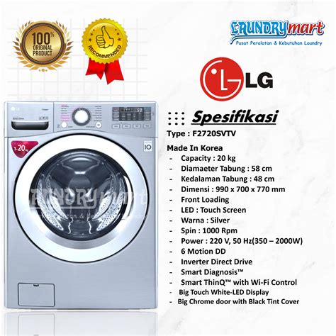 LG MESIN CUCI FRONT LOADING LAUNDRY 20KG F2720SVTV GARANSI 1 TAHUN ...