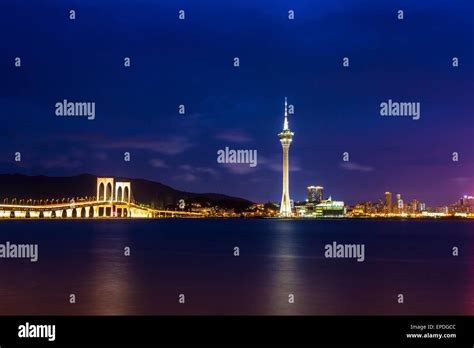 Macau tower at night Stock Photo - Alamy