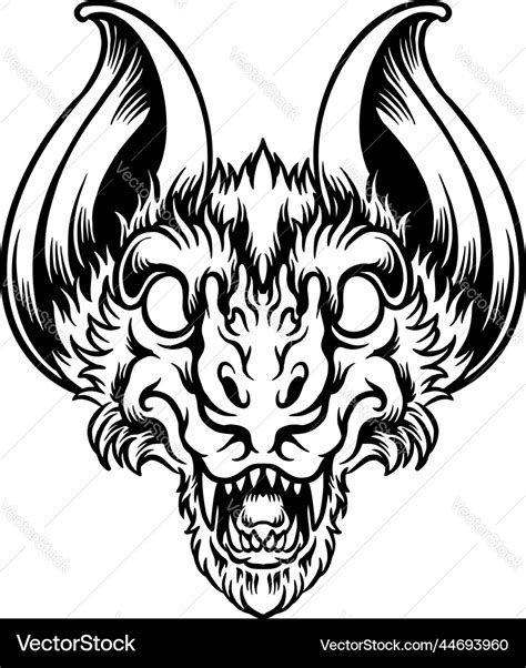 Scary bat head silhouette clipart Royalty Free Vector Image