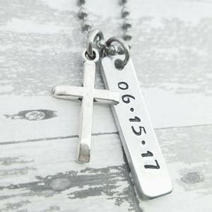 Baptism Necklace Men's Cross Necklace Custom Cross Necklace Baptism Gift Teen Boy Communion ...