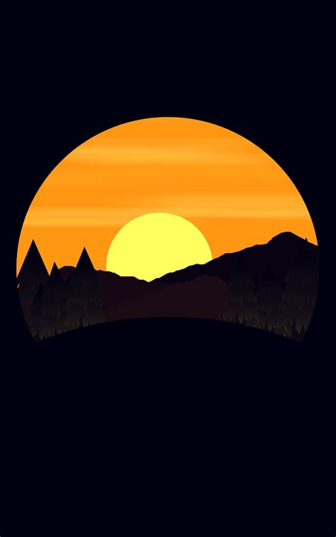 General 1920x3072 simple background digital art nature landscape mountains trees forest Sun ...