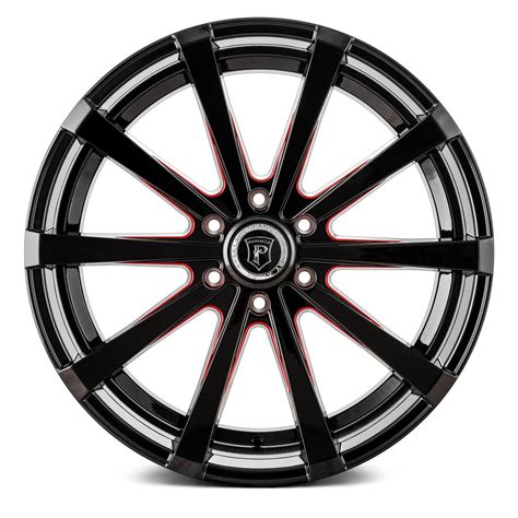 PINNACLE® P100 ROYALTY Wheels - Gloss Black with Red Milled Accents Rims