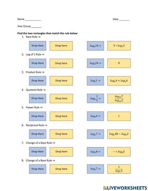 Laws of Logarithms worksheet | Live Worksheets - Worksheets Library