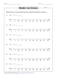 Division Using Number Line Worksheets