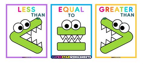 Greater Than Sign & Less Than Sign - Superstar Worksheets