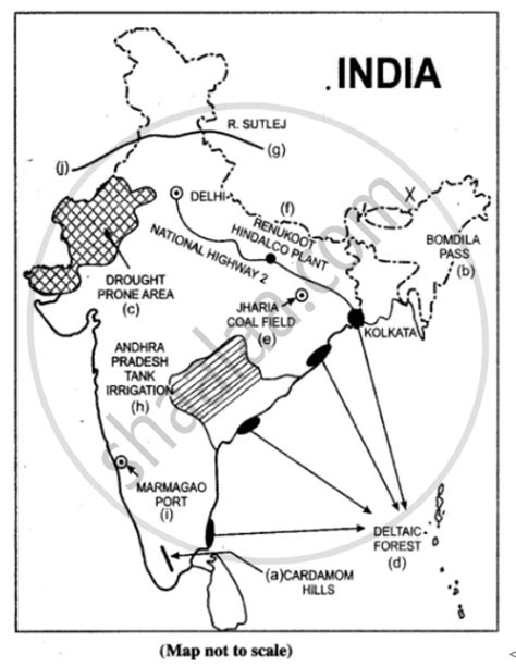 On the Outline Map of India Provided : (A) Mark the Cardamom Hills - Geography | Shaalaa.com