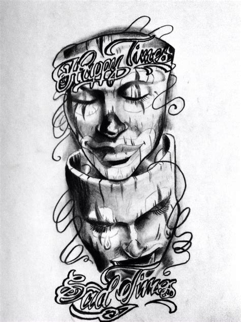 Happy & Sad Smile now Cry later Chicano Art Tattoos, Skull Tattoos ...