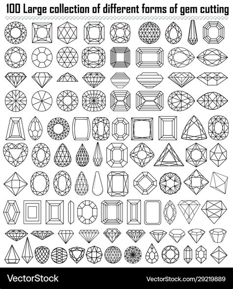 Collection different shapes and cut gemstones Vector Image