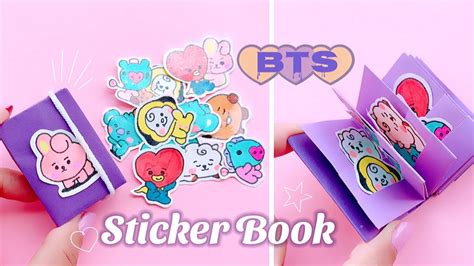 BTS Sticker Book no Glue, no Stapler | Easy way to make Sticker Book # ...